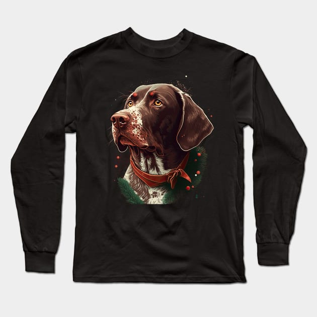 Pointer dog christmas Long Sleeve T-Shirt by JayD World